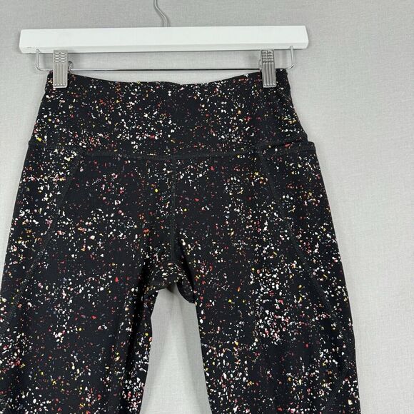 Sweaty Betty Womens Pants 4 Black Confetti Print Power 7/8 Leggings Performance - Picture 2 of 13